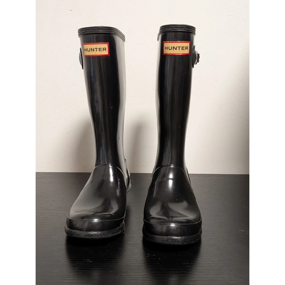 Hunter Original Kids Gloss Black Rain Boots US 3B‎ 4G EU 34 Waterproof